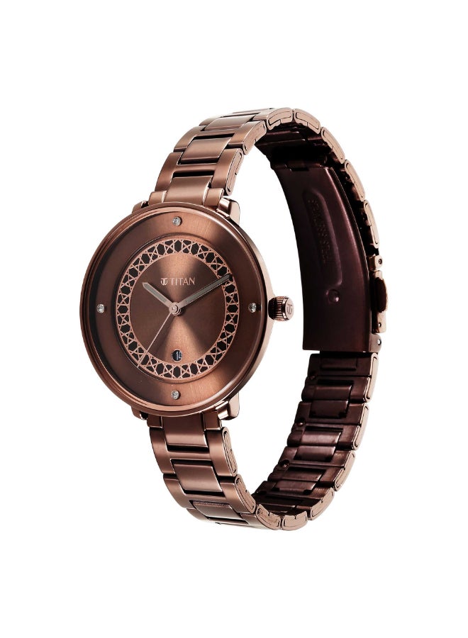 TITAN Marhaba Brown Dial Analog Stainless Steel Strap watch for Women
 2651QM03  - Image 3