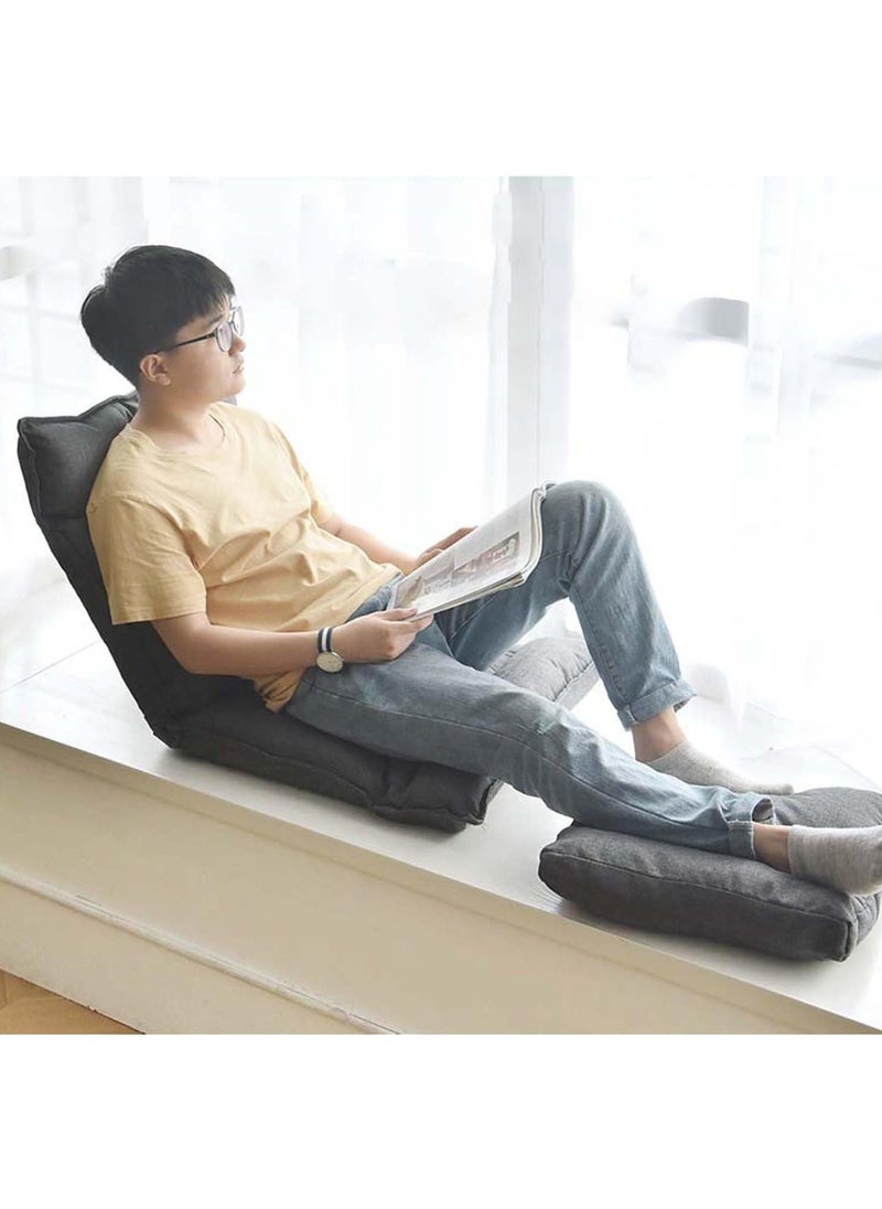 Floor Sofa with Back Support 6 Reclining Poistion Adjustable Floor Chair Folding Gaming Recliner Chair Floor Lounge Chair Lazy Sofa with Cushion for Gaming Reading Sleeping (Grey)