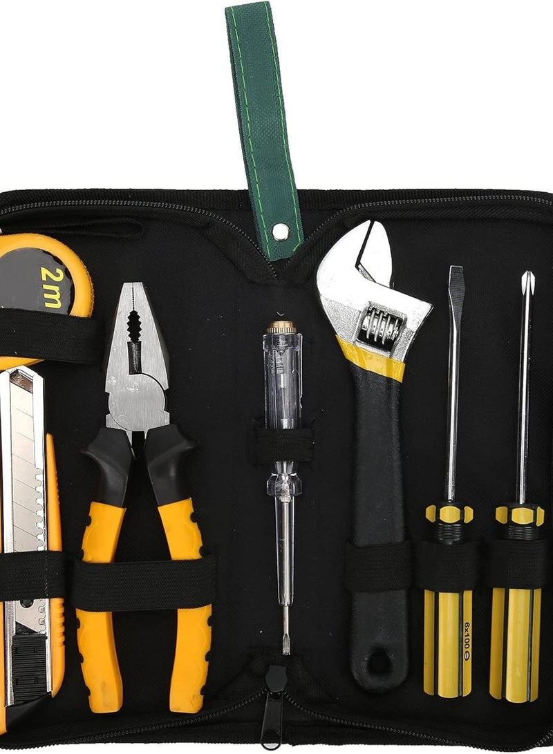 GGOOT 7Pcs Hardware Tool Kit, Household Repair Kit, with Storage Bag, Toolkit Ruler  - Image 1