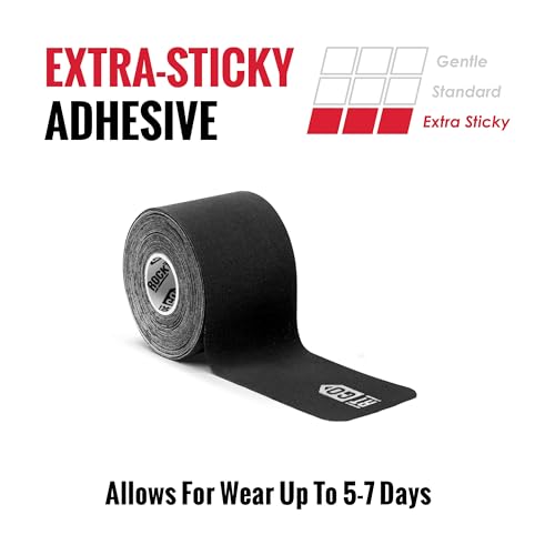 RockTape Go ExtraSticky Adhesive PreCut Kinesiology Tape Black - Image 3