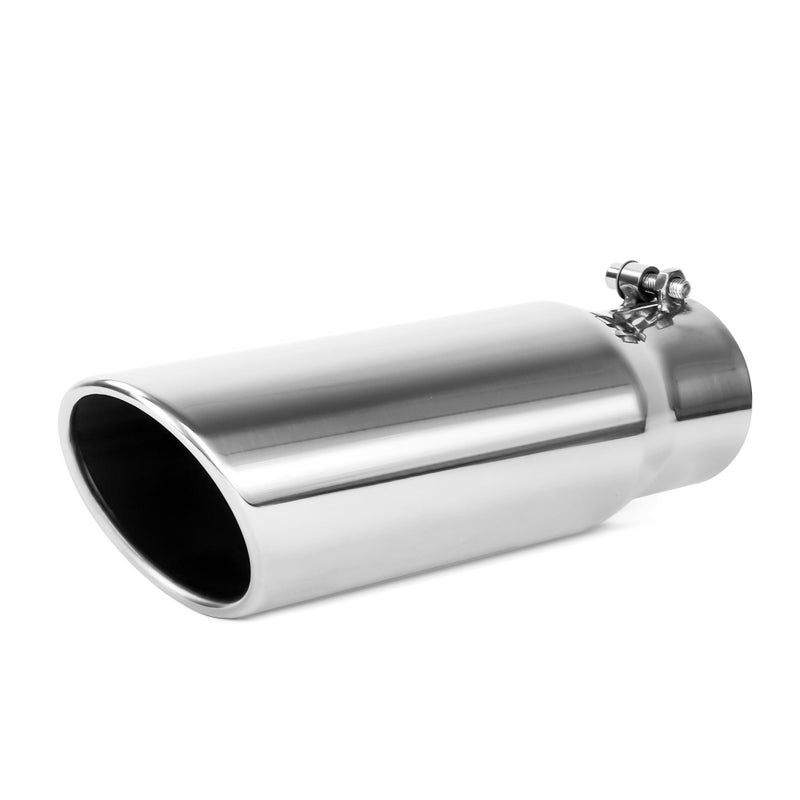 Richeer 2.75 to 3.5 inch Exhaust Tip, 2.75" Inlet 3.5â€ Outlet 12â€ Overall Length Stainless Steel Exhaust Tip Surface Polished Finish Universal for Vehicles with 2.75" O.D. Exhaust Tailpipe - Image 1