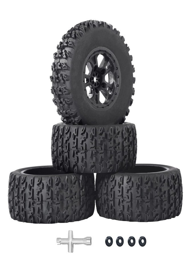 عجلات وإطارات Traxxas Slash و Arrma Senton سداسية الشكل مقاس 12 مم للسيارات التي تعمل بالتحكم عن بعد - 4 قطع ملصقة مسبقًا بحشوات إسفنجية - Image 1