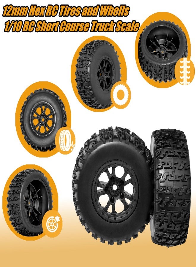 عجلات وإطارات Traxxas Slash و Arrma Senton سداسية الشكل مقاس 12 مم للسيارات التي تعمل بالتحكم عن بعد - 4 قطع ملصقة مسبقًا بحشوات إسفنجية - Image 5