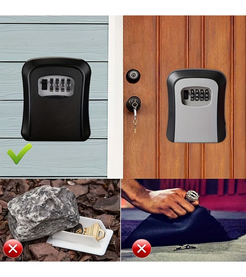 1pc Outdoor Plastic Digital Combination Key Safe Box Grey Storage Decorative Code Protection Tool - Image 5