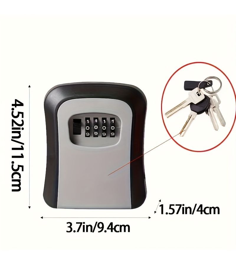 1pc Outdoor Plastic Digital Combination Key Safe Box Grey Storage Decorative Code Protection Tool - Image 3