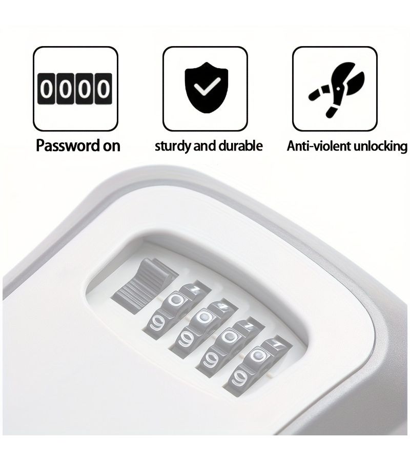 1pc Outdoor Plastic Digital Combination Key Safe Box Grey Storage Decorative Code Protection Tool - Image 2