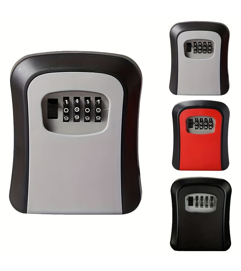 1pc Outdoor Plastic Digital Combination Key Safe Box Grey Storage Decorative Code Protection Tool - Image 1