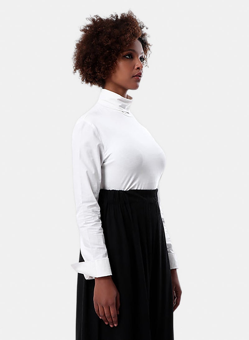 Fazzali Turtleneck With Cotton Sleeves Blouse - Image 2