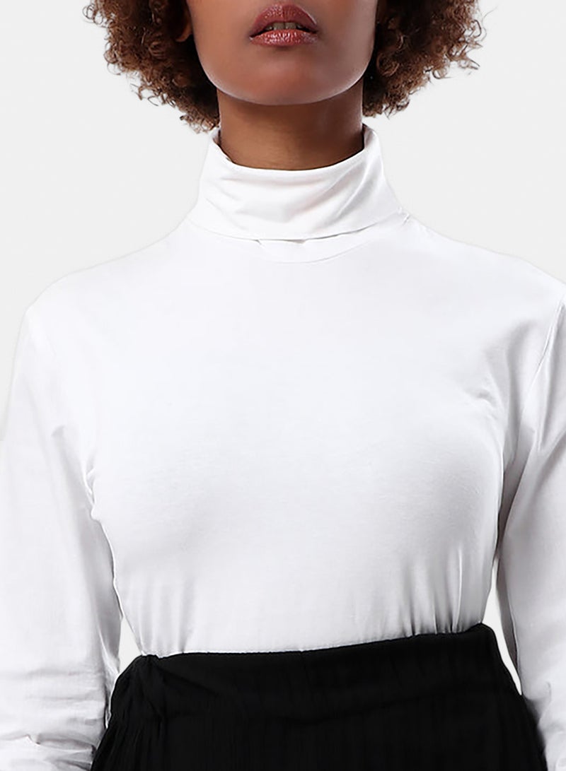 Fazzali Turtleneck With Cotton Sleeves Blouse - Image 1