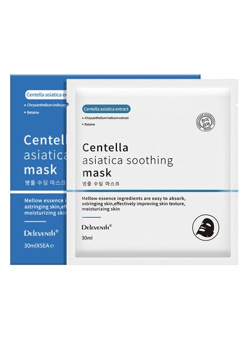 DEleventh Korean Brand Centella Asiatica Soothing Facial Mask 30ml × 5pcs / Moisturizes Skin with Natural Extracts for Radiant, Smooth Complexion