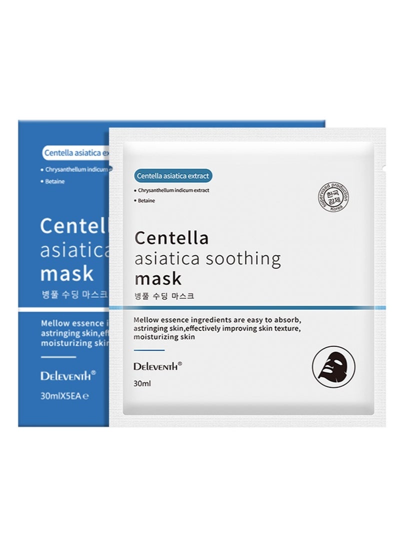 DEleventh Korean Brand Centella Asiatica Soothing Facial Mask 30ml × 5pcs / Moisturizes Skin with Natural Extracts for Radiant, Smooth Complexion - Image 1