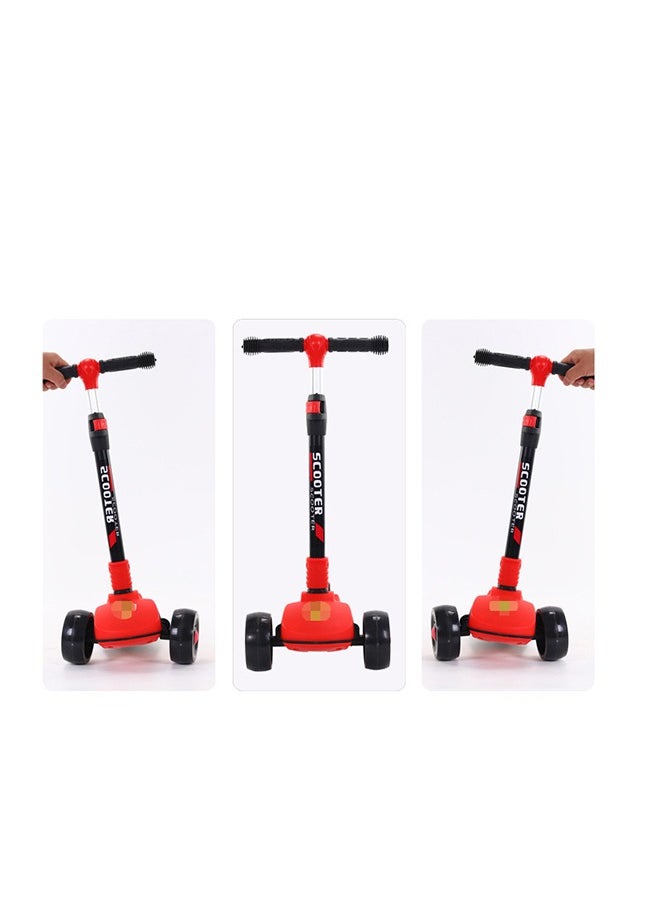 HaveDream - Children's Scooter, Foldable Scooter - With Flashing Leather (Red) Suitable For Height 90-120cm - Image 1