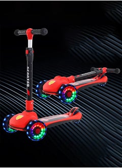 HaveDream Children's Scooter, Foldable Scooter - With Flashing Leather (Red) Suitable For Height 90-120cm  - Image 1