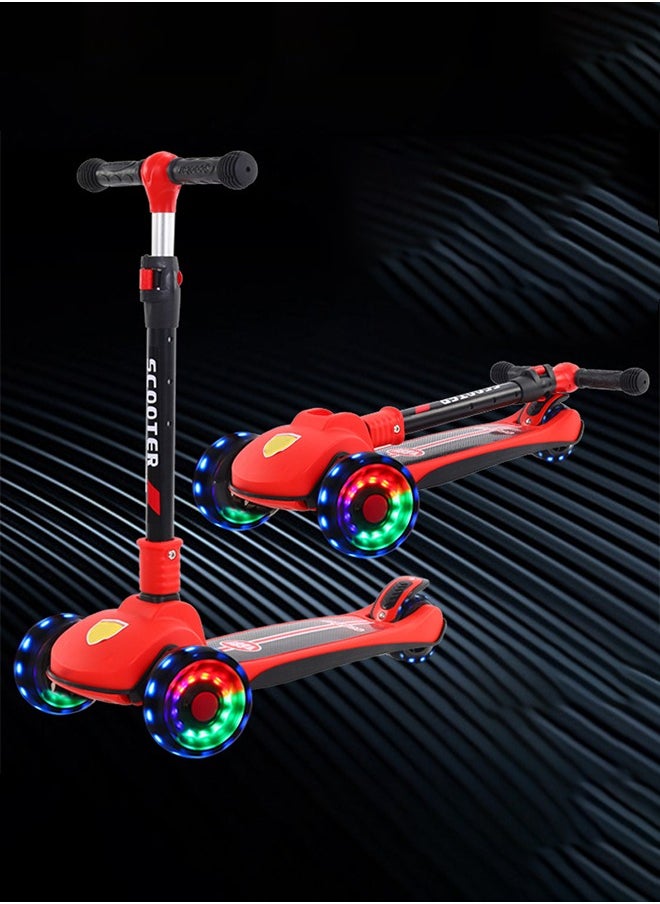 HaveDream - Children's Scooter, Foldable Scooter - With Flashing Leather (Red) Suitable For Height 90-120cm - Image 1