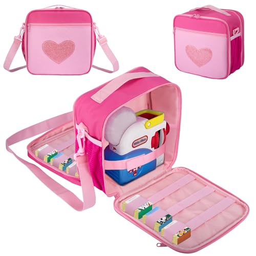 Wigojoy Carrying Case Compatible with Little Tikes Story Dream Machine Starter Set Portable Toys Bag with Shoulder Strap fits for Little Tikes Projector Character Audio Play Pink Bag Only - Image 1