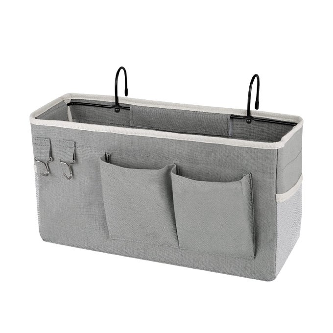 BEDSIDE STORAGE CADDYBEDSIDE HANGING STORAGE BAG FOR HEADBOARDS BUNK BEDS DORM ROOMS BOOK PHONE MAGAZINE HOLDER GREY