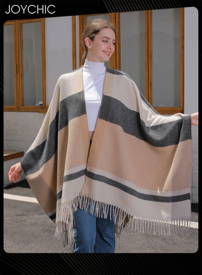 Joychic New Style Tassel Warm Shawl Autumn and Winter Simple Plaid Scarf for Women Outdoor Windproof - Image 3