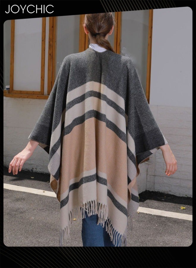 Joychic New Style Tassel Warm Shawl Autumn and Winter Simple Plaid Scarf for Women Outdoor Windproof - Image 4