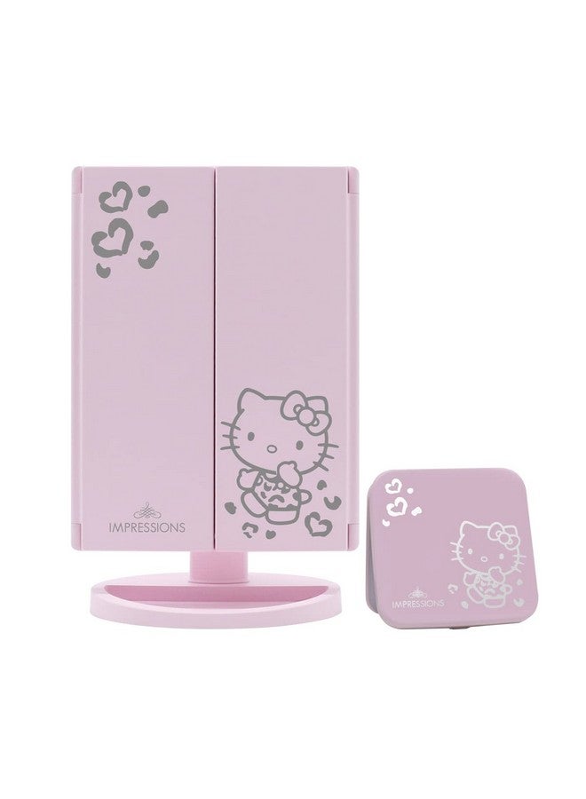 IMPRESSIONS VANITY · COMPANY Impressions Vanity Hello Kitty Lighted Makeup Mirrors Bundlesupercute Trifold And Compact Mirror With Led Lightsmagnificationtouch Screentravel Accessories Portable Hand Mirror (Pink) - Image 2