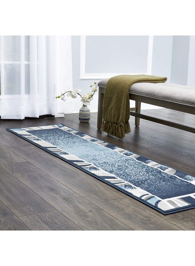 Home Dynamix Lyndhurst Rotana Modern Area Rug Contemporary Blue Gray Ivory 1'9"X7'2" - Image 1