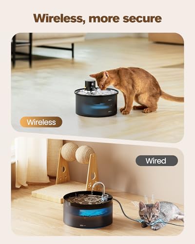VKIMISS Wireless Cat Water Fountain Cordless Battery Operated Cat Fountain 108oz32L Automatic Pet Water Dispenser Rechargeable Drinking Fountains for Cats Indoor with Motion Sensor Multiple Cats and Dogs - Image 3