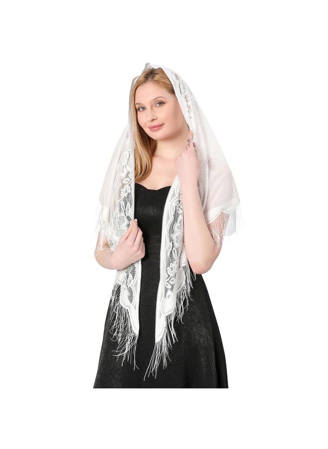 Ladiery Triangle Lace Shawls and Wraps for Evening Dresses with Tassels for Evening Party Mesh Wedding Shawls  - Image 4