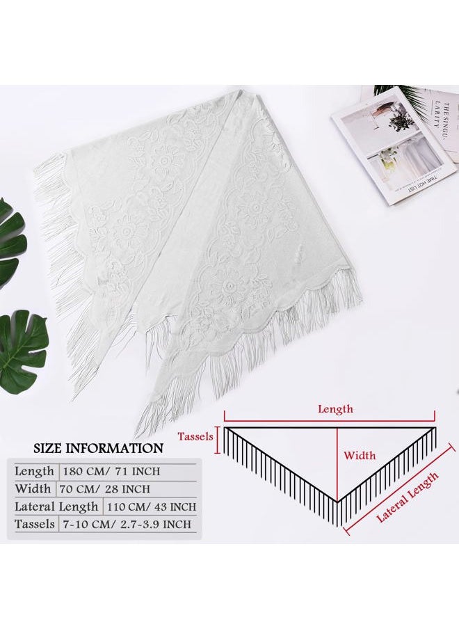 Ladiery Triangle Lace Shawls and Wraps for Evening Dresses with Tassels for Evening Party Mesh Wedding Shawls  - Image 5