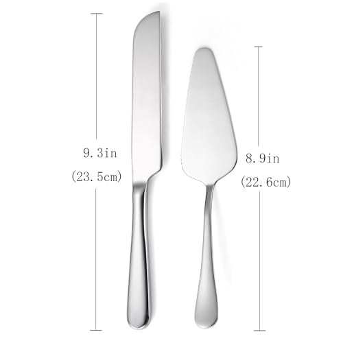 tiokin Wedding Cake Knife and Server Set Silver,Stainless Steel Cake Cutting Set,2Pcs Include Cake Cutter And Cake Server for Wedding, Birthday, Parties and anniversary, Dishwasher Safe - Image 2