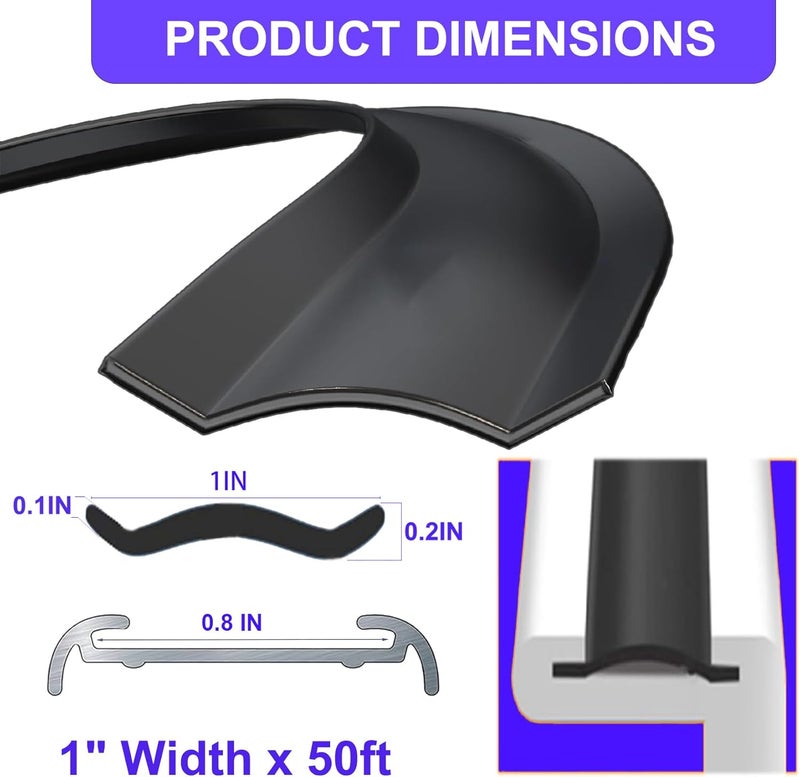 TeegRoow 1” RV Trim Molding Insert - UV-Resistant Vinyl Corner Molding, 50 Ft Black for RV Camper Travel Trailer - Image 2