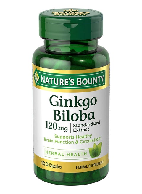 Ginkgo Biloba Memory Support Supplement, Supports Brain Function 120mg 100 Capsules