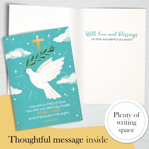 Hat Acrobat Baptism Card for Granddaughter, Niece, Goddaughter - Baptism Cards for Boy, Godson, Nephew, Grandchild - Girl and Boy Baptism Card with Envelopes Blank Inside (GoldCross) - Image 2