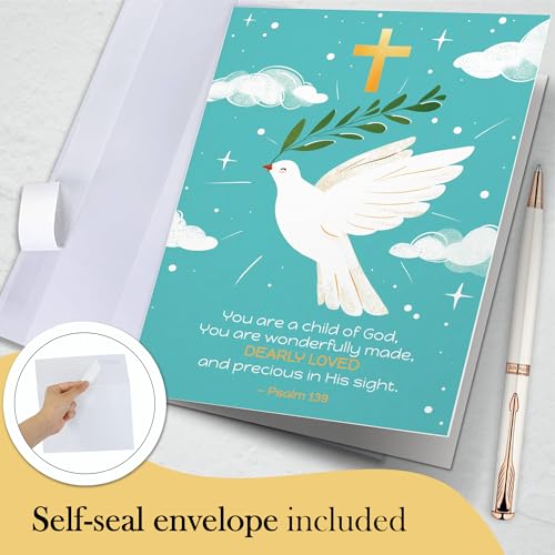 Hat Acrobat Baptism Card for Granddaughter, Niece, Goddaughter - Baptism Cards for Boy, Godson, Nephew, Grandchild - Girl and Boy Baptism Card with Envelopes Blank Inside (GoldCross) - Image 3