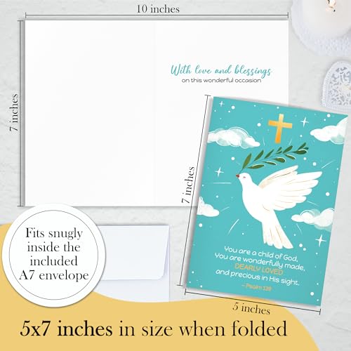 Hat Acrobat Baptism Card for Granddaughter, Niece, Goddaughter - Baptism Cards for Boy, Godson, Nephew, Grandchild - Girl and Boy Baptism Card with Envelopes Blank Inside (GoldCross) - Image 4