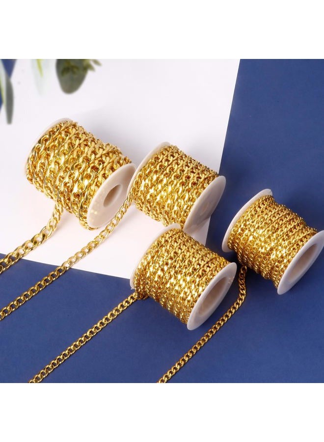 Ucevi [16.5 FT] 18K Gold Plated Curb Chain for Jewelry Making, 9.8mm Wide 304 Stainless Steel Cuban Link Chain Roll Bulk for DIY Jewelry Making Craft - Image 5