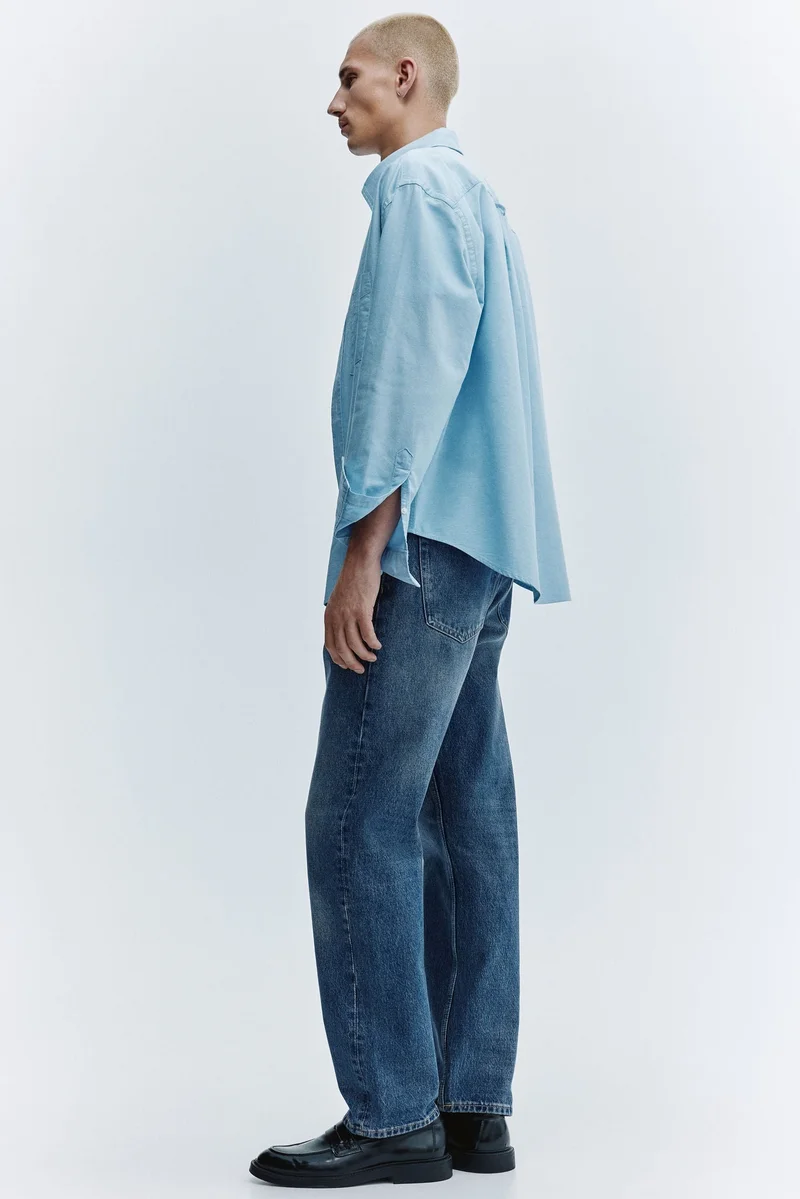 اتش اند ام جينز بخصر عادي وقصّة مستقيمة