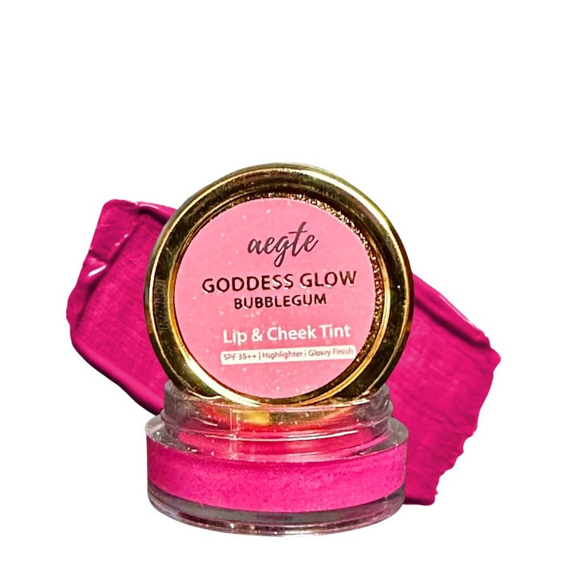 Aegte Goddess Glow Bubblegum Lip  Cheek Tint Highlighter with SPF 35 Lighten Dark Lips 5gm - Image 1