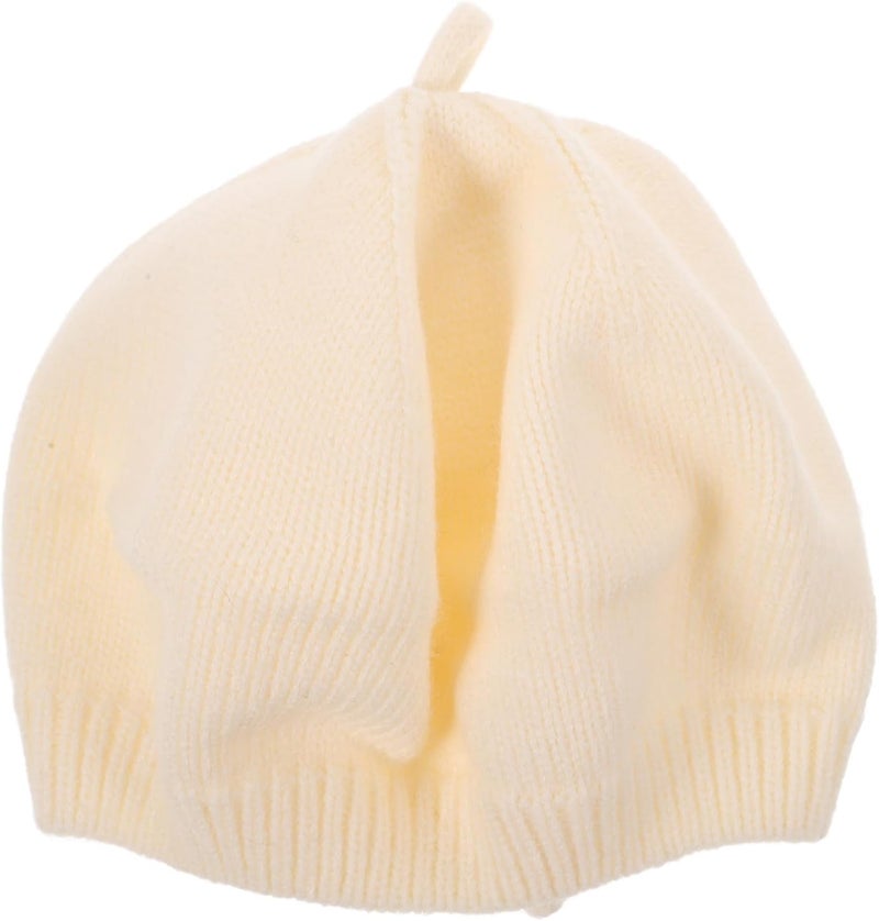 Knitted Beret Hat, Vintage French Style Beret Cap, Warm Knit Hat for Boys, One Size 44-49cm, Suitable for 6-30 Months, Cream White Winter Autumn Spring - Image 1