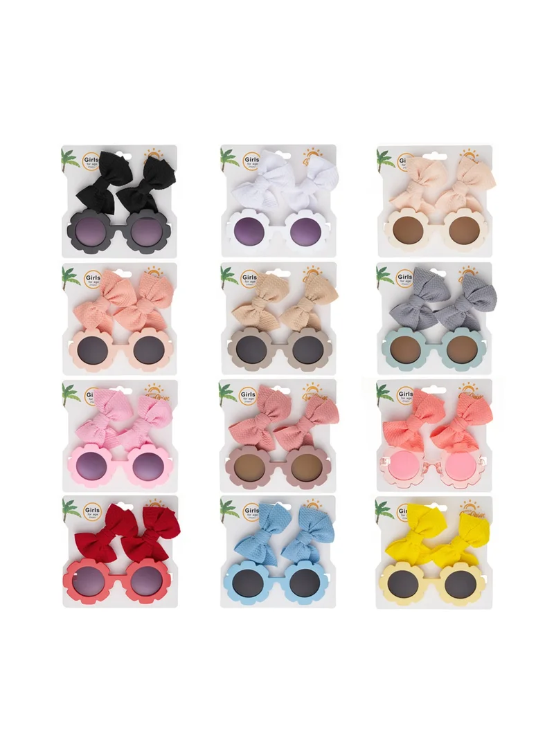 D'Daniela Dana Glasses and Bow Barrette Clip Set For Babies and Girls - Dark Pink