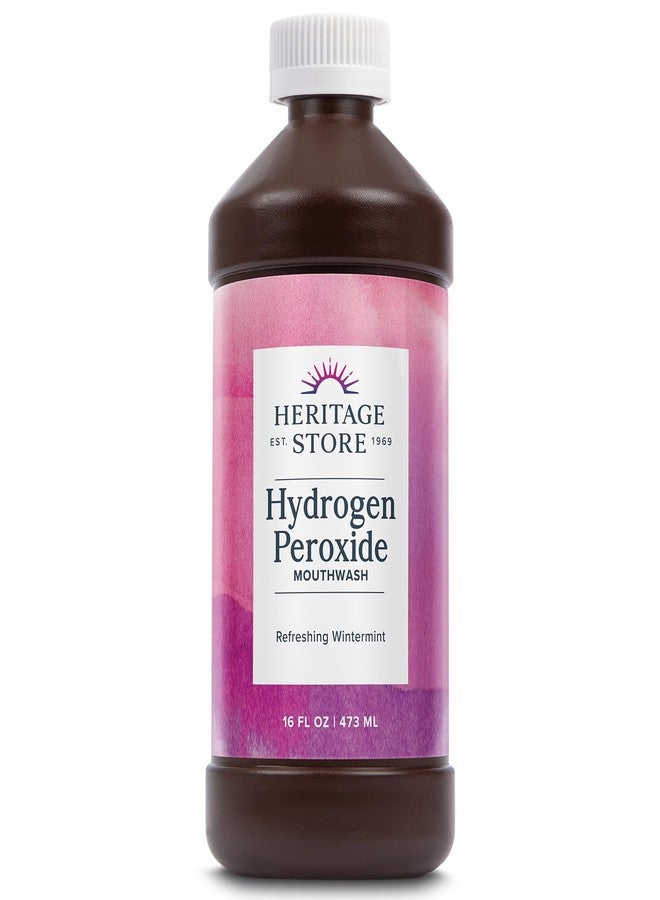Heritage Store Hydrogen Peroxide Mouthwash, Daily Oral Care, Fresh Mint Mouth Wash - Gentle Bubbling Action for Clean Healthy Gums and a Fresh Mouth, Sweetened w/Xylitol, Cool Wintermint Flavor, 16oz - Image 1
