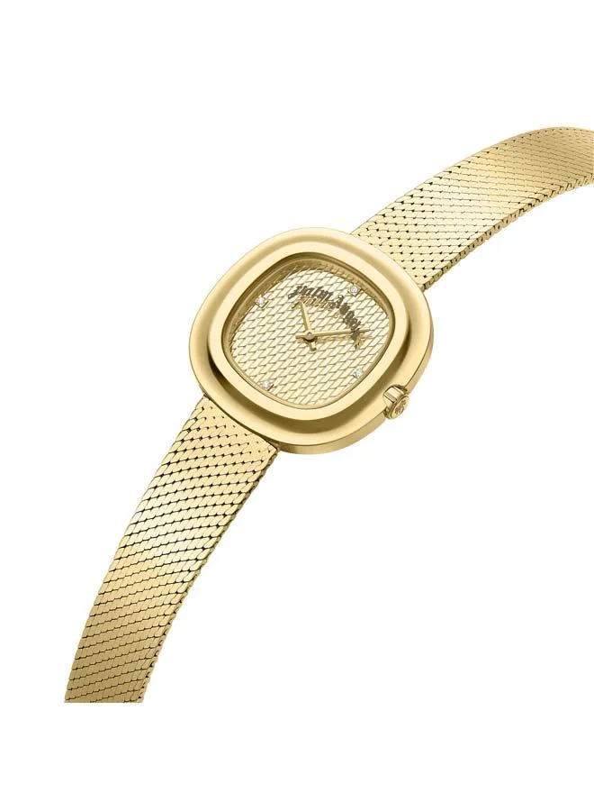 Palm Angels Aeris Gold Dial Gold Stainless Steel Bracelet Analog Watch for Women, 32mm