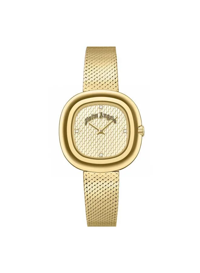 Palm Angels Aeris Gold Dial Gold Stainless Steel Bracelet Analog Watch for Women, 32mm