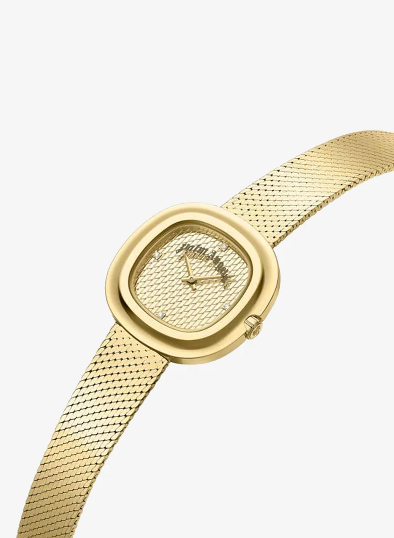 Palm Angels Aeris Gold Dial Gold Stainless Steel Bracelet Analog Watch for Women, 32mm