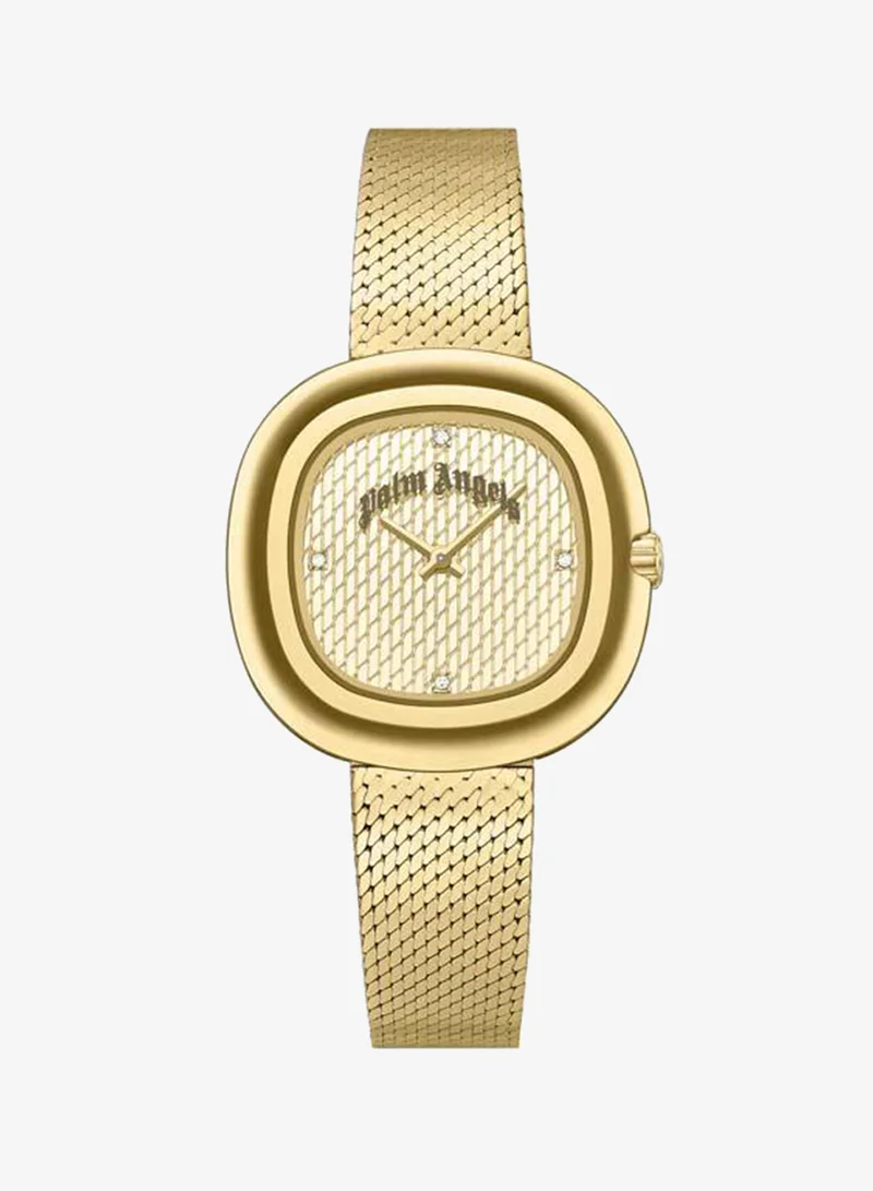 Palm Angels Aeris Gold Dial Gold Stainless Steel Bracelet Analog Watch for Women, 32mm