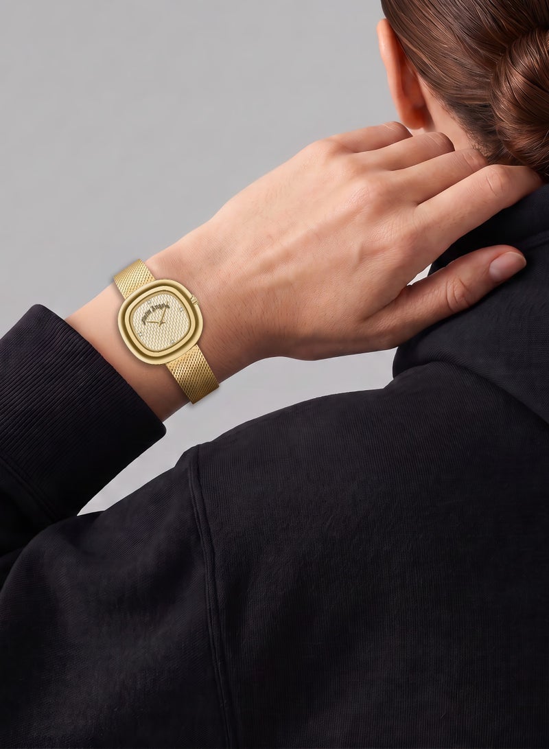 Palm Angels Aeris Gold Dial Gold Stainless Steel Bracelet Analog Watch for Women, 32mm - Image 4