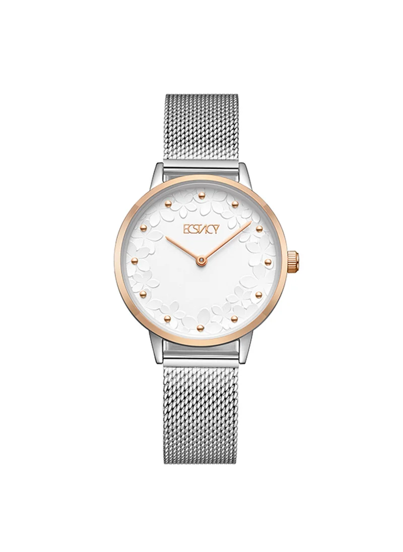 إكستاسي Women's Analog Round Shape Stainless Steel Wrist Watch E23502-KMSS - 28 Mm