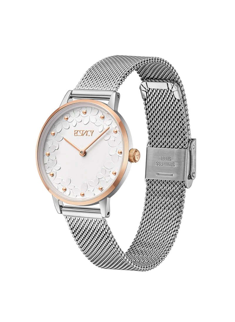 إكستاسي Women's Analog Round Shape Stainless Steel Wrist Watch E23502-KMSS - 28 Mm