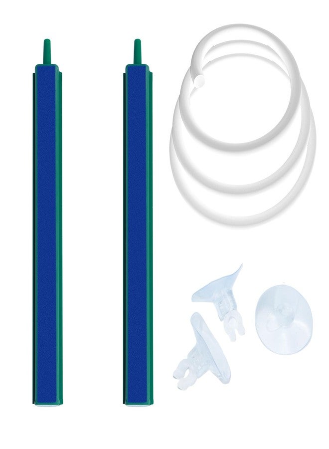Saim Aquarium Air Stone Bar Bubbler 5.9 Inch, Bubbler Stone with Plastic Base, 9.8ft Airline Tubing with 3 Piece Suction Cup for Fish Tank, Air Stone Bar, 2 Pack - Image 1
