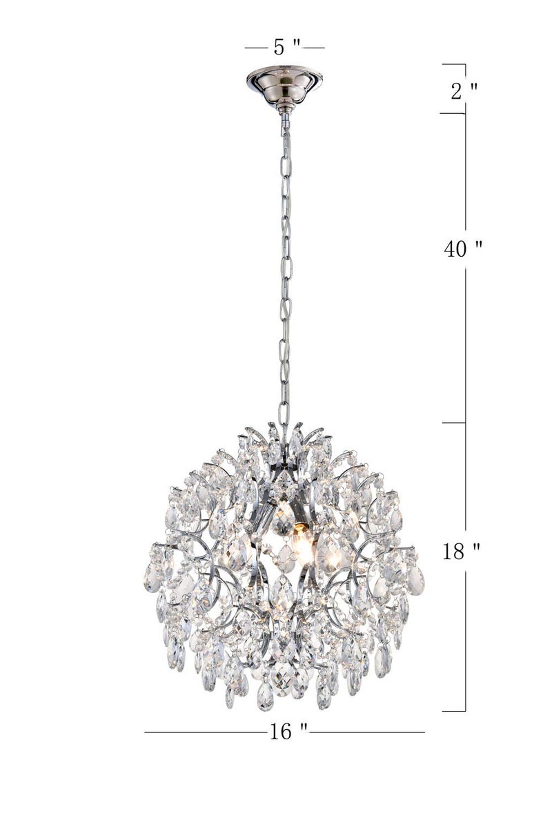 Bestier Modern Pendant Chandelier Crystal Raindrop Lighting Ceiling Light Fixture Lamp for Dining Room Bathroom Bedroom Livingroom entryway 3 E12 Bulbs Required D16 in x H18 in - Image 2