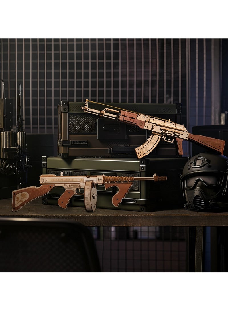 ROKR Wooden 3D Puzzle Model AK47 Rubber Bands Gun Toys  - Image 1