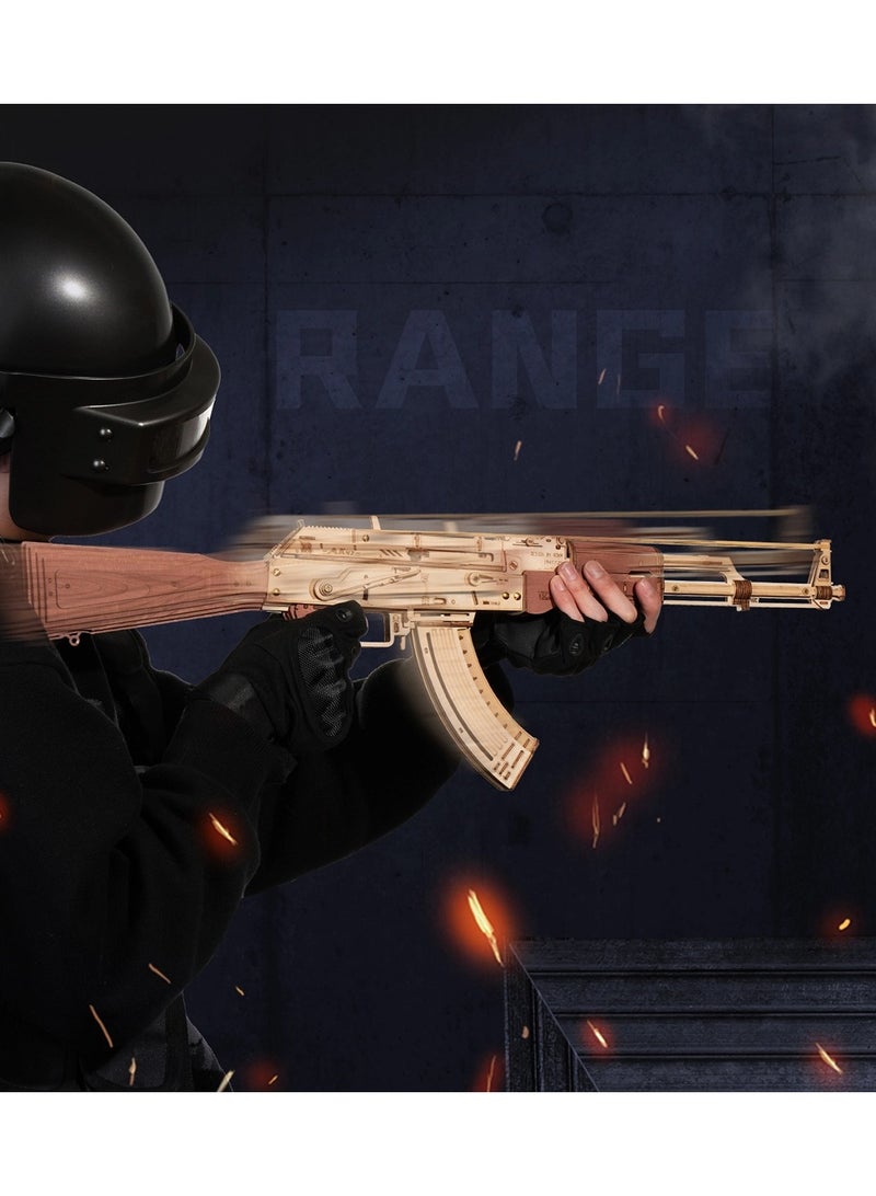 ROKR Wooden 3D Puzzle Model AK47 Rubber Bands Gun Toys  - Image 2